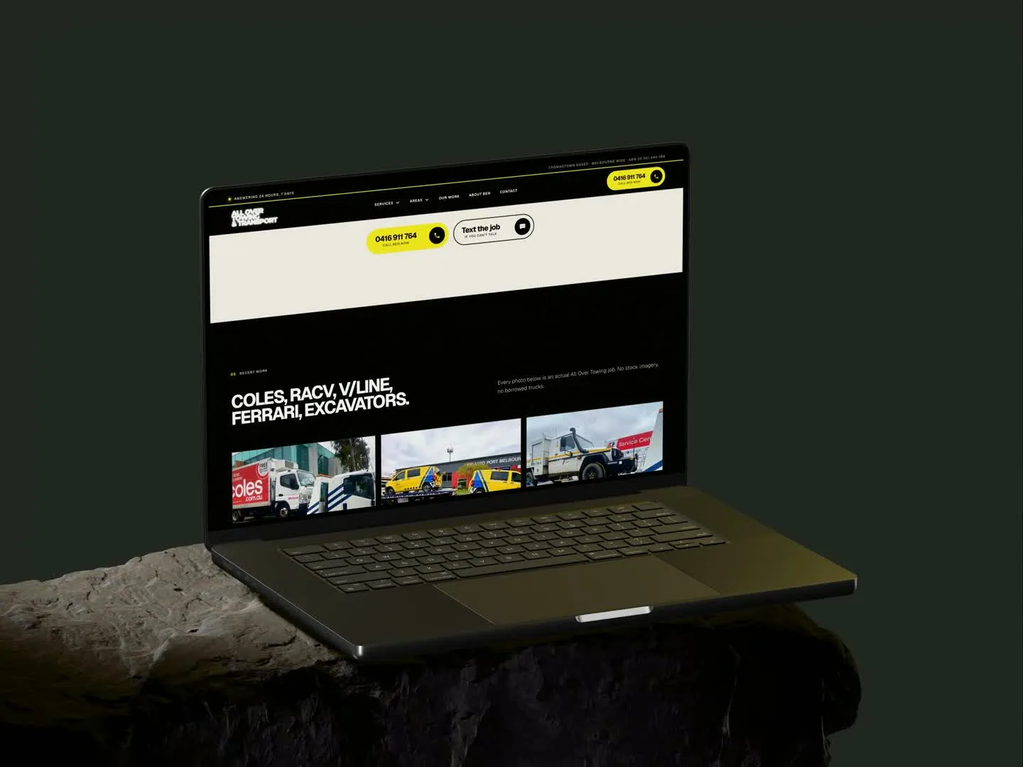 All Over Towing, desktop website preview