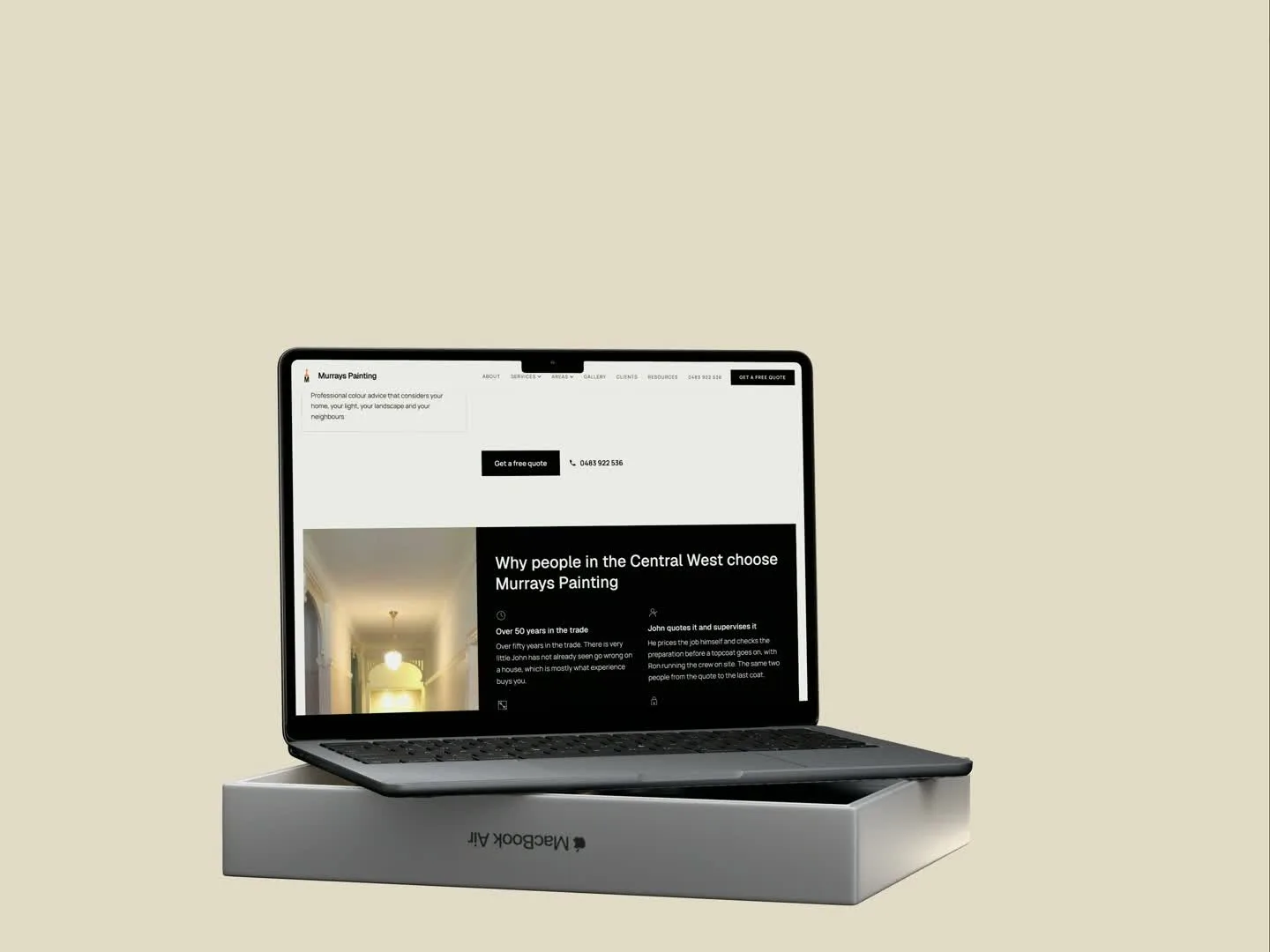 Murrays Painting, desktop website preview