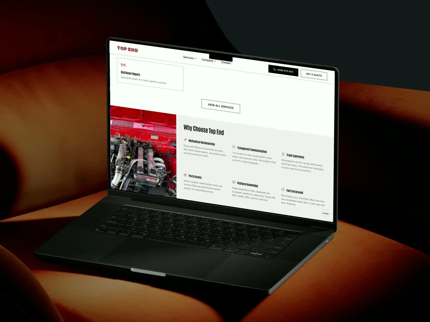Top End Automotive, desktop website preview